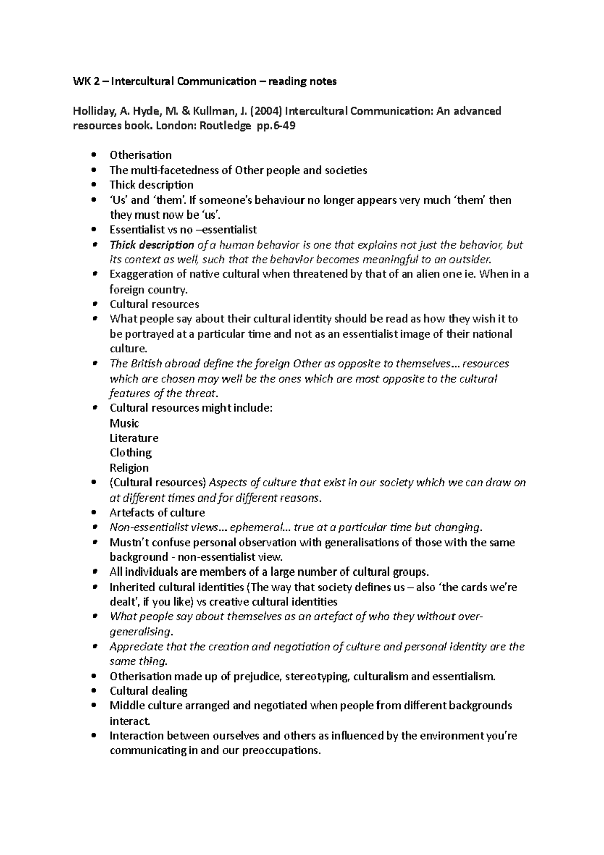 (2)WK 2 – Intercultural Communication – reading notes - WK 2 ...
