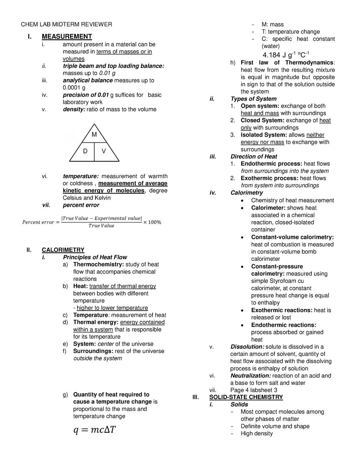 CHEM LAB Midterm Reviewer - CHEM LAB MIDTERM REVIEWER I. MEASUREMENT I ...