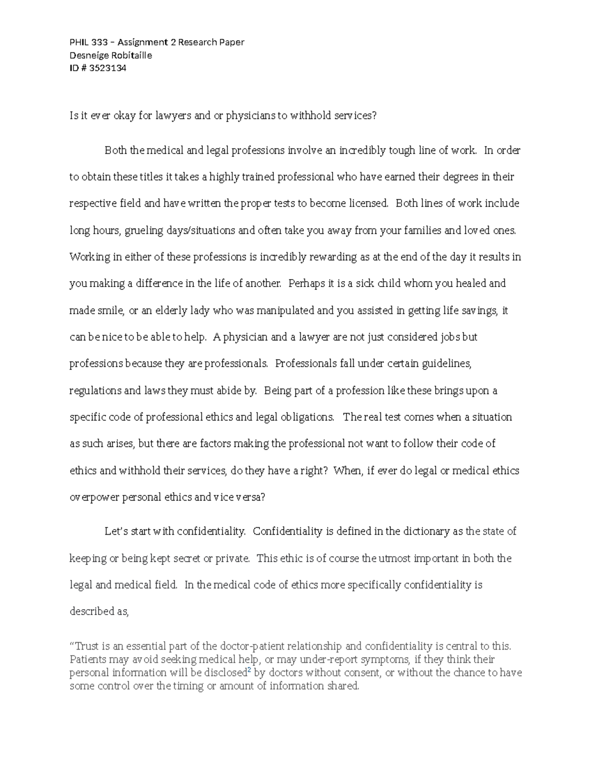 PHIL 333 - Assignment 2 - Research Paper - PHIL 333 – Assignment 2 ...