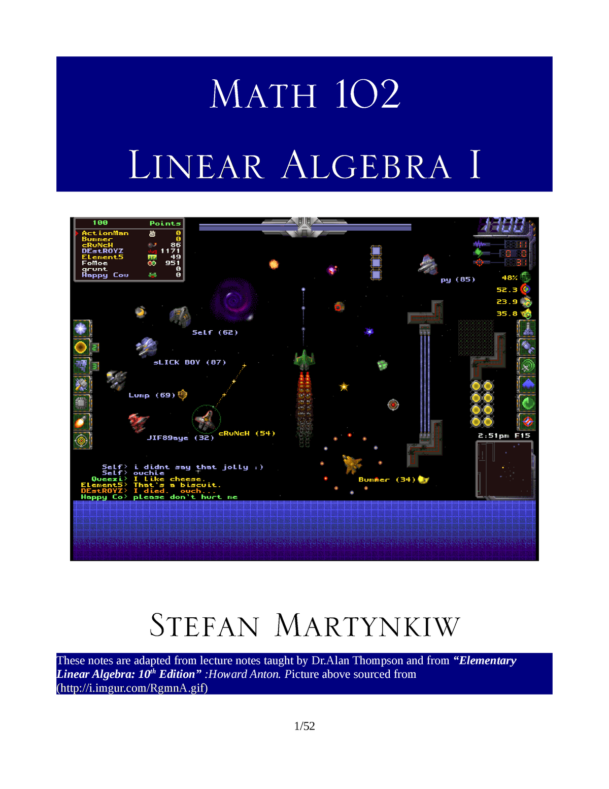 Linear Algebra -completed - Math 102 Linear Algebra ILinear Algebra I ...