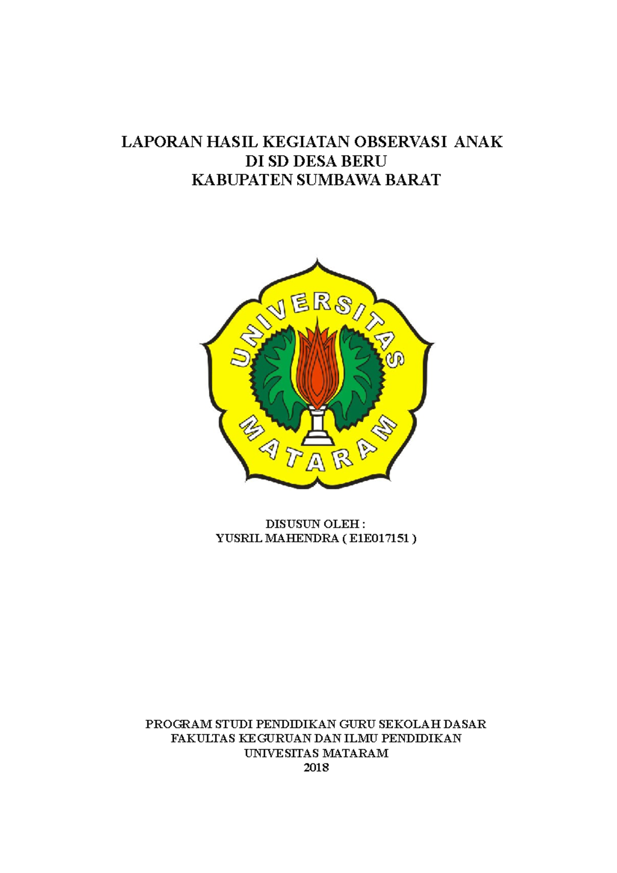 Hasil Observasi Anak - Tugas Individu - LAPORAN HASIL KEGIATAN ...