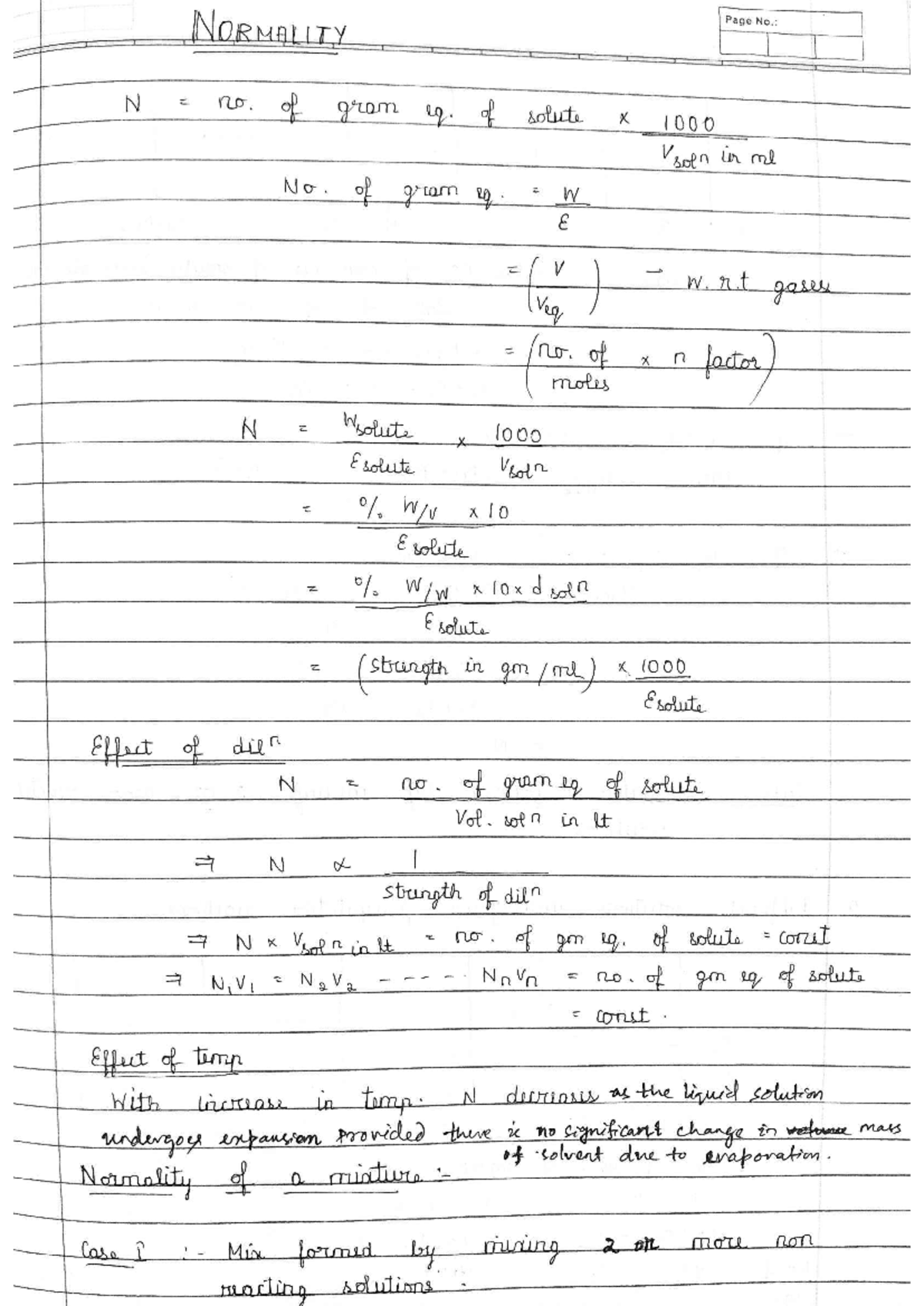 Note on strength of solution (part-2) - NORMALITY Page No.: N no. of ...