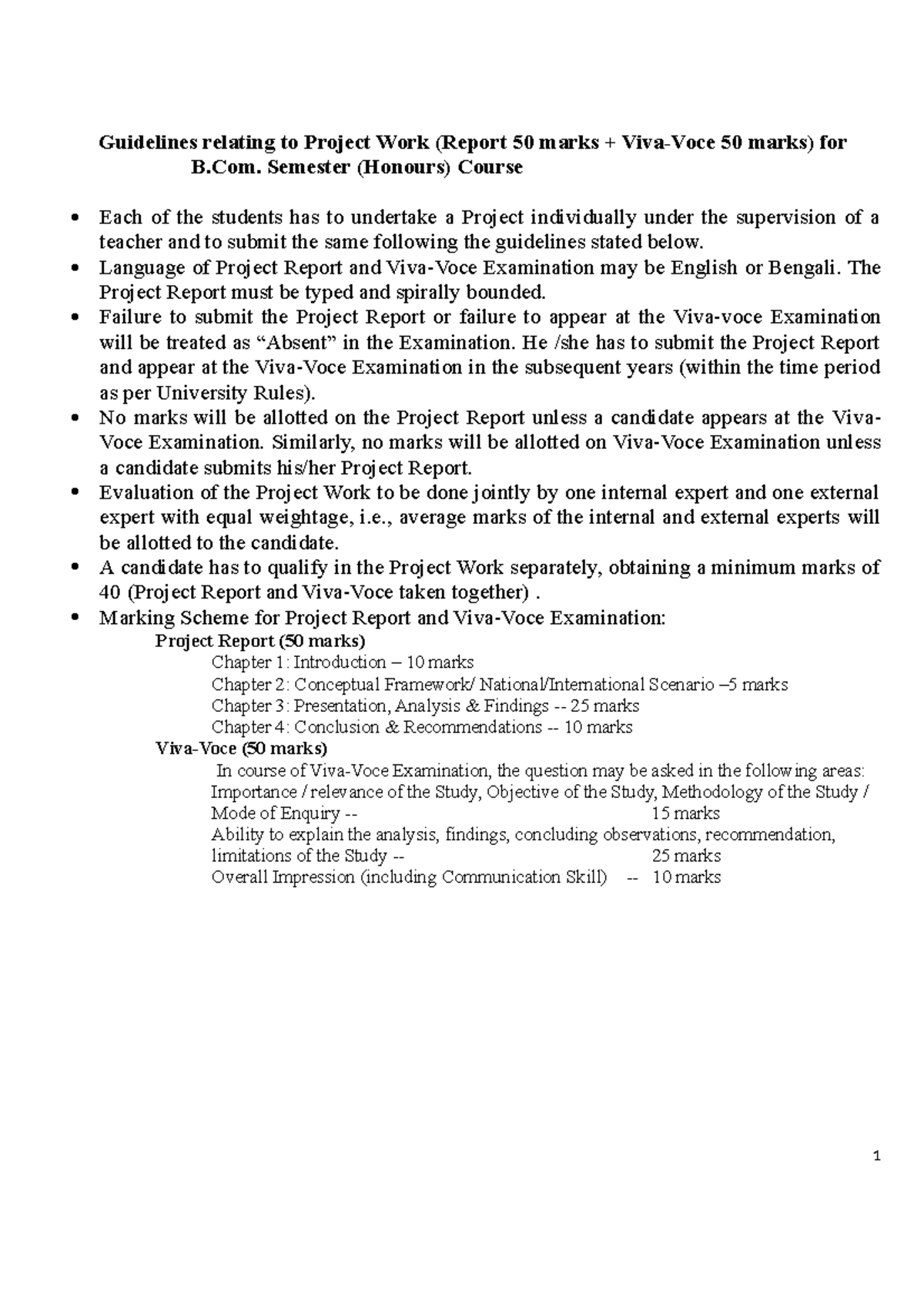 Project Work Guidelines - Guidelines relating to Project Work (Report ...