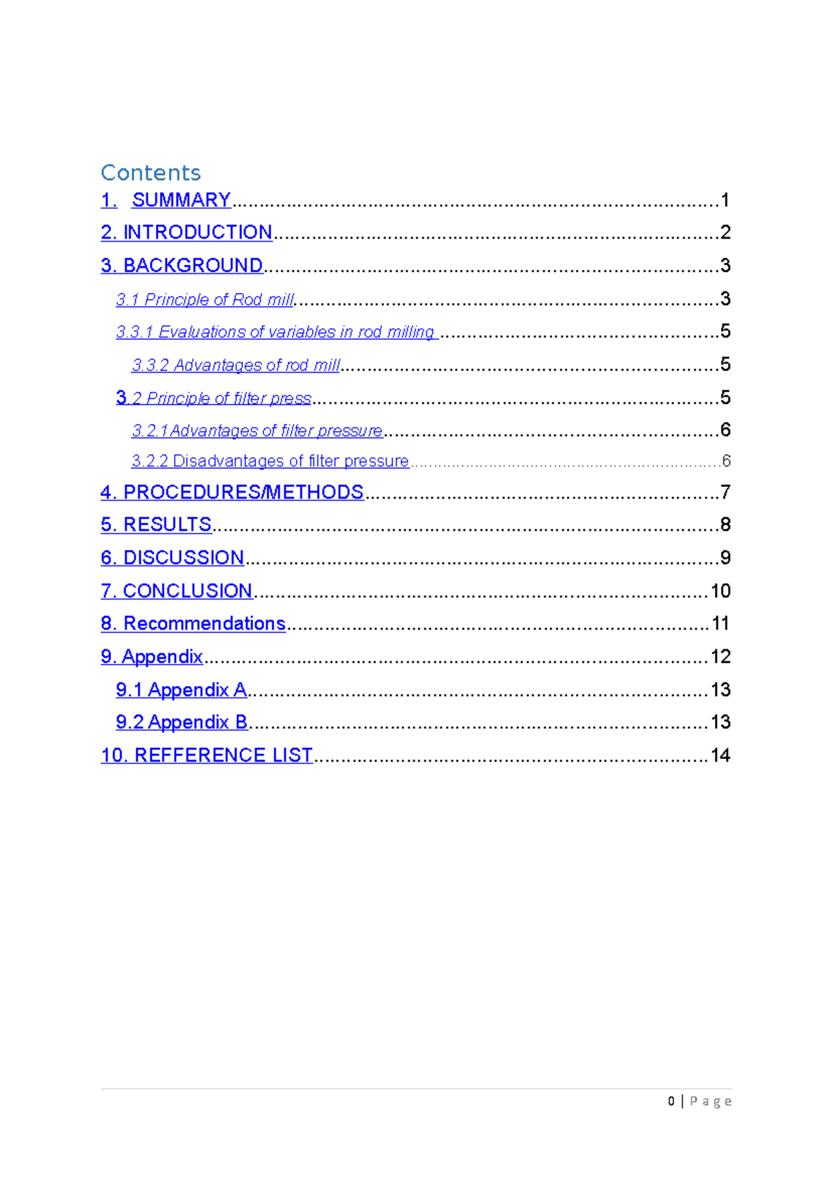 Milling Report Group 10B Final 2 Contents Studocu