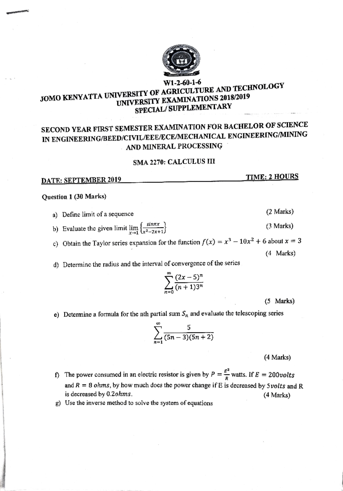 Calculus 3 revision questions kenyaita unive jomo kenyatta university