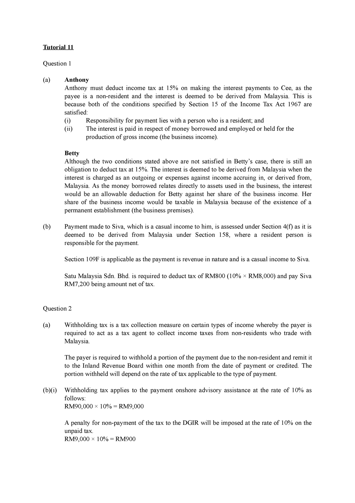 Tutorial 11 - Taxation - Studocu