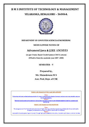 Advanced JAVA Syllabus - ADVANCED JAVA DEPARTMENT:ISE Semester IV ...