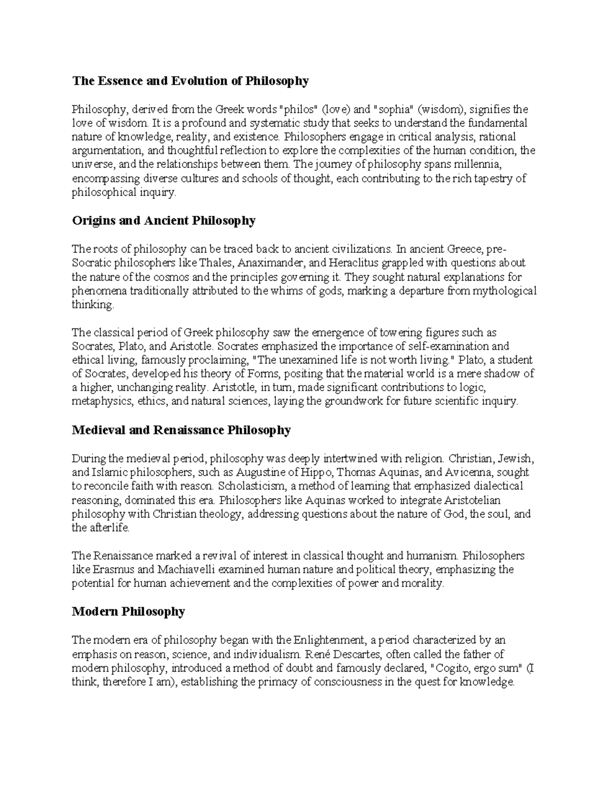 Phil101 - Philosophy lecture notes - The Essence and Evolution of ...