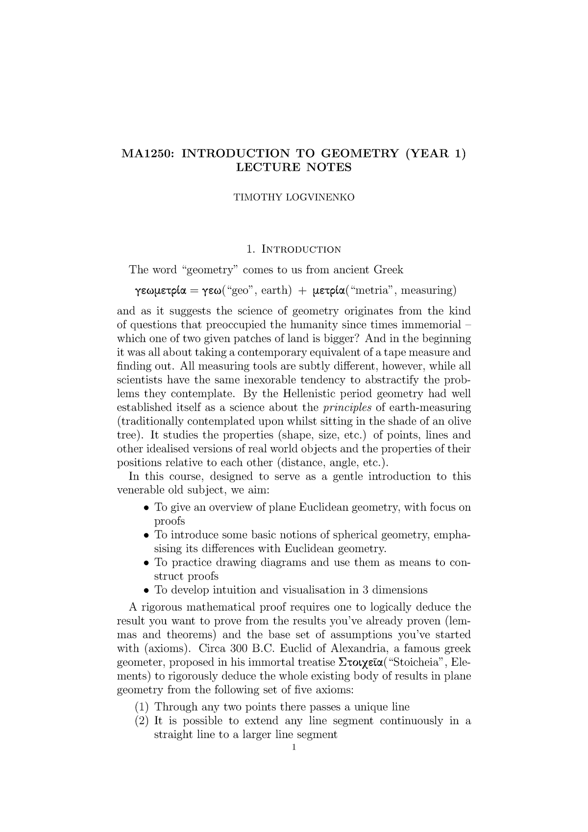 12-introduction-to-geometry-year-1-autor-timothy-logvinenko-ma1250