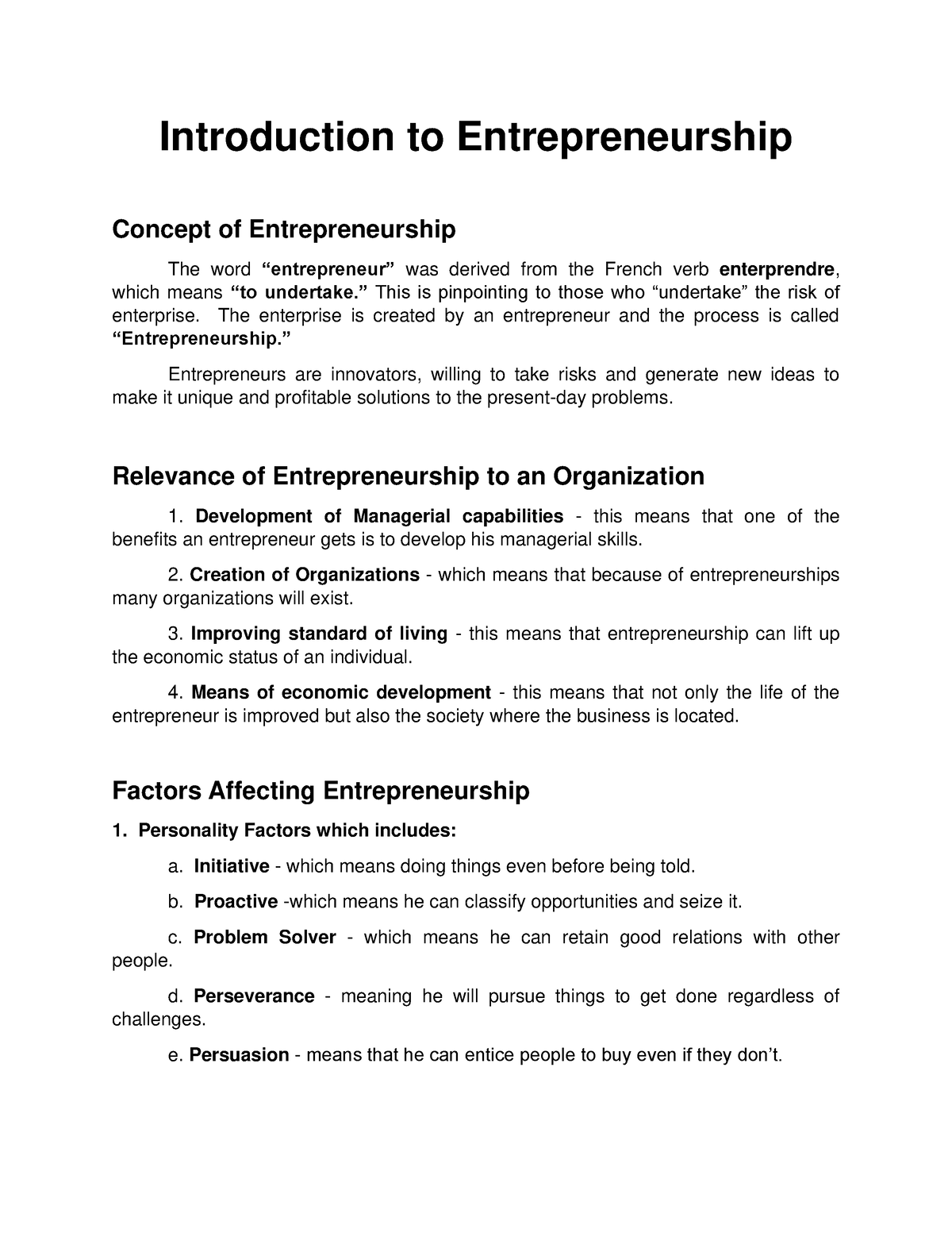 Introduction to Entrepreneurship - Introduction to Entrepreneurship ...