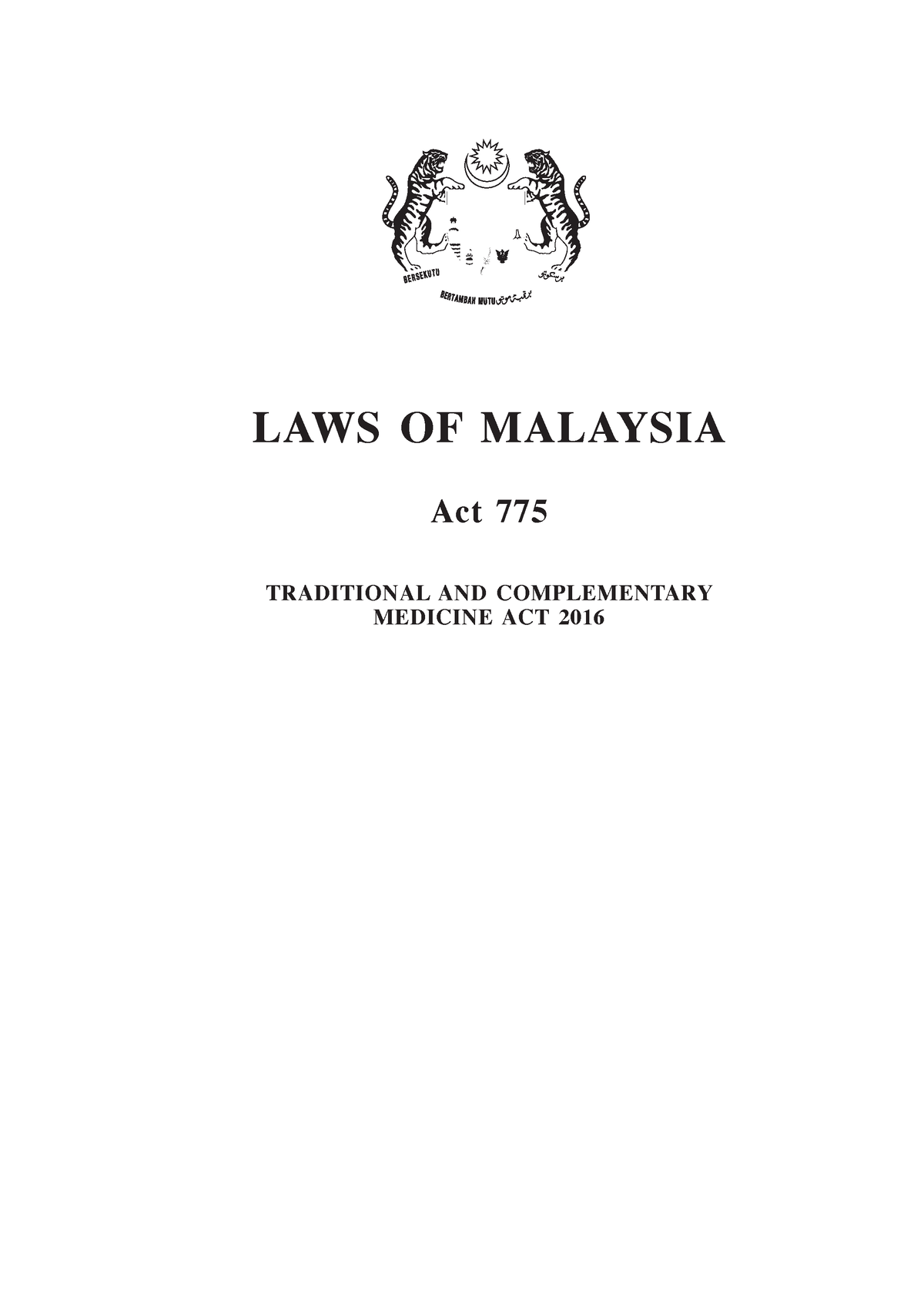 TCM 2016 - Statutes - Traditional And Complementary Medicine 1 LAWS OF ...