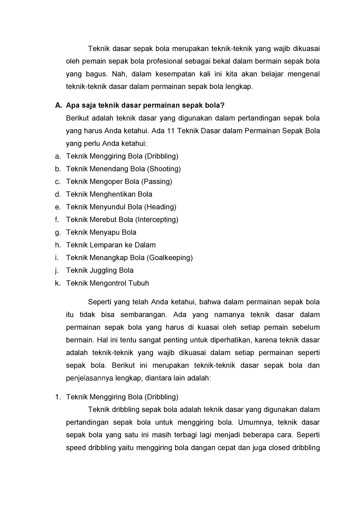 Pengertian Dan Teknik Dasar Permainan Sepak Bola - Teknik Dasar ѕераk ...