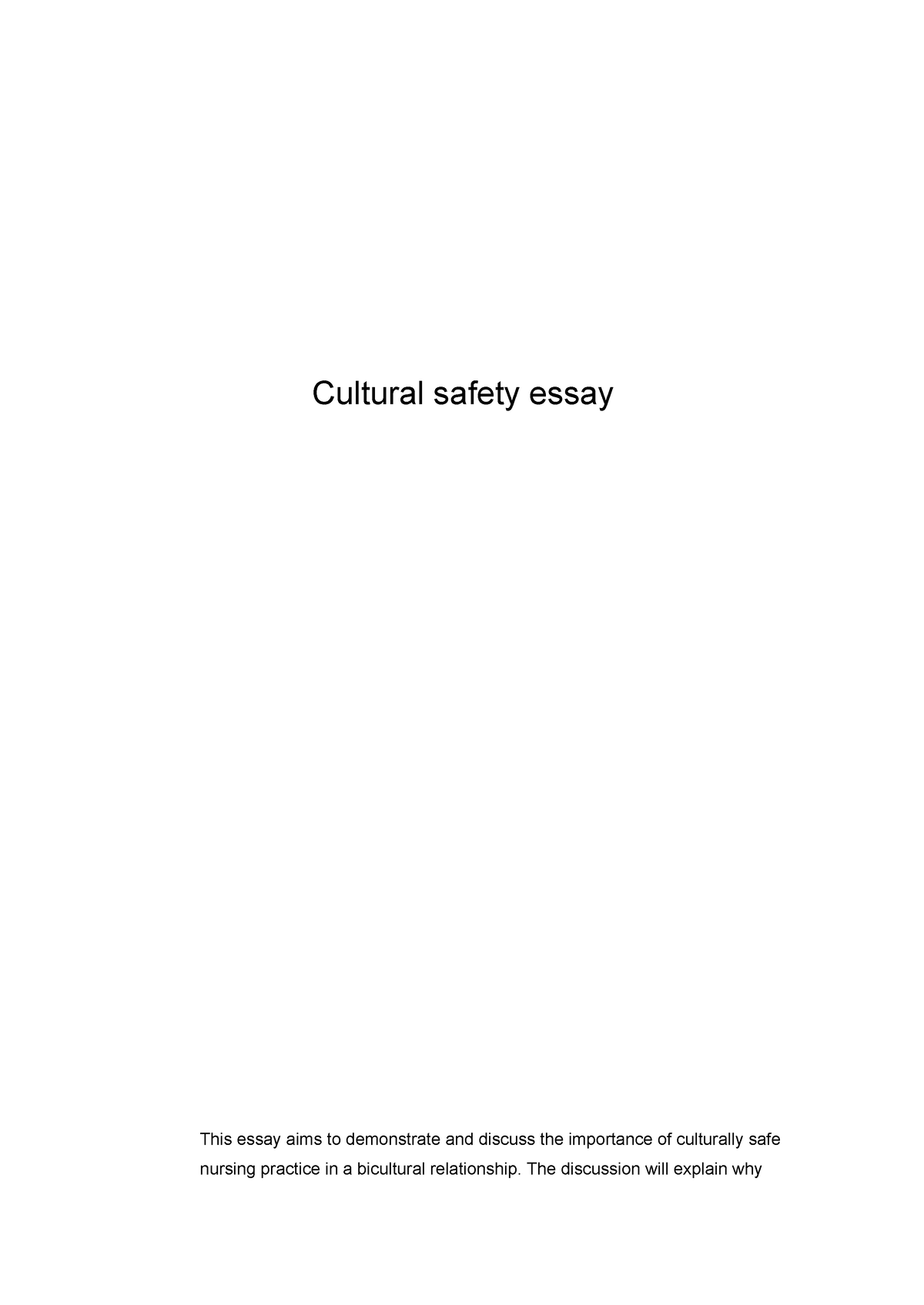 essay on cultural safety