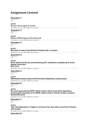 Assignment-1 - PRACTICE questions related to dbms - Assignment ...
