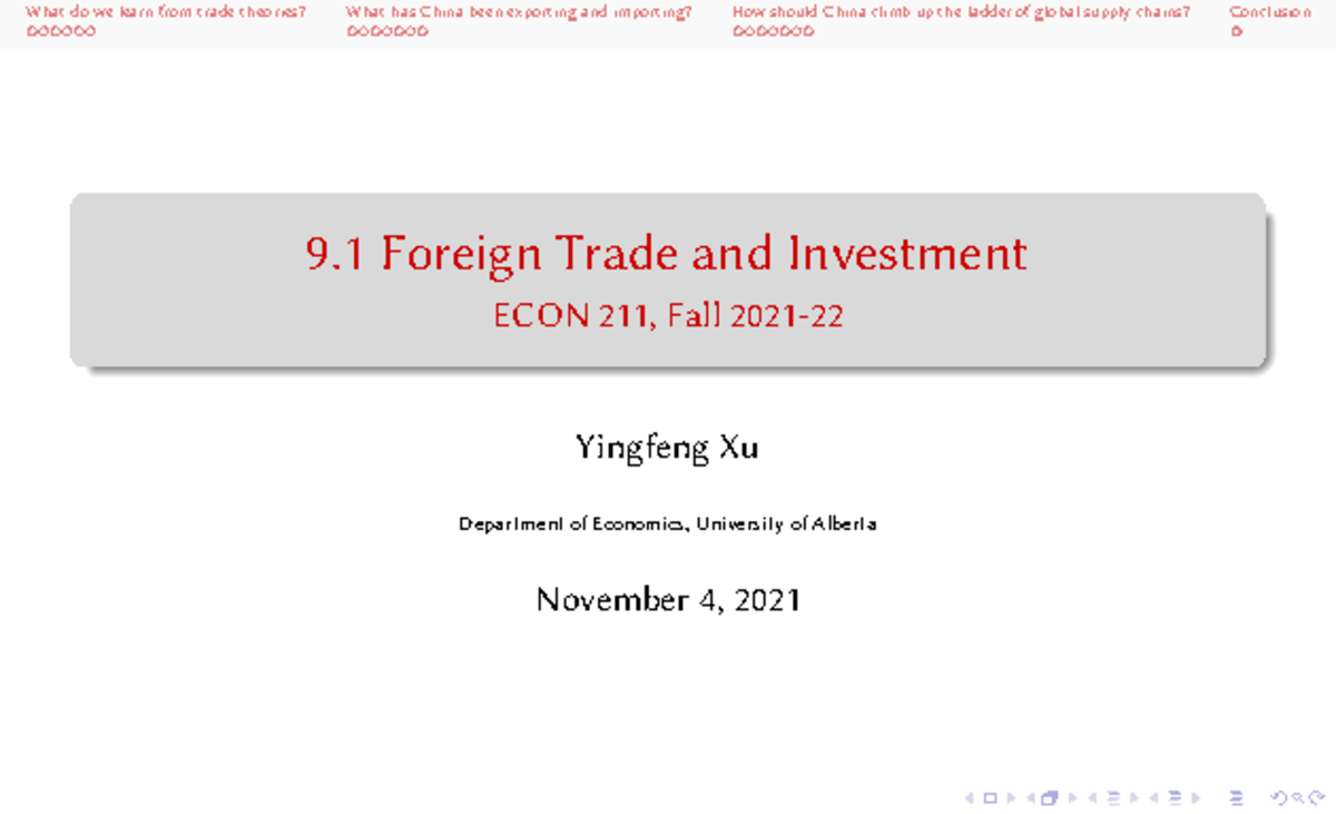 Yingfeng Xu - E211 - 9,1 Trade And Investment Copy - 9 Foreign Trade ...