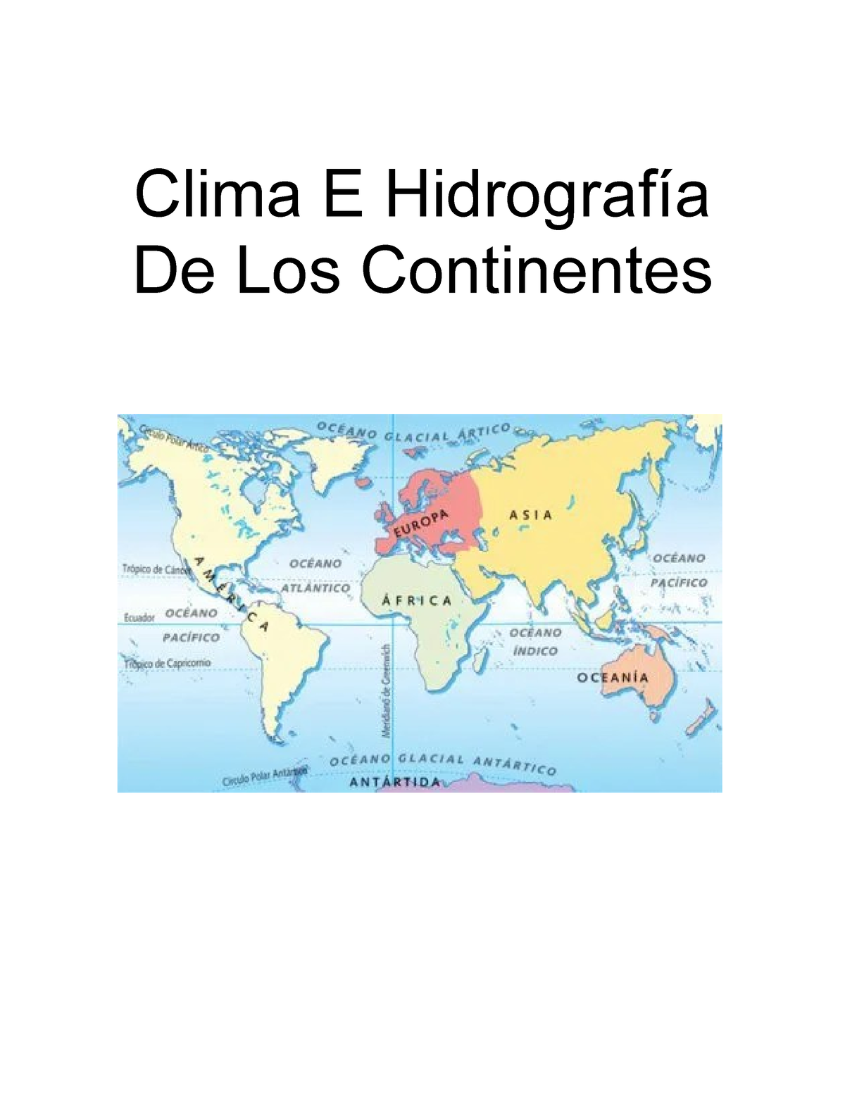 Clima E Hidrografía De Los Continentes Trabajo Caren - Clima E ...