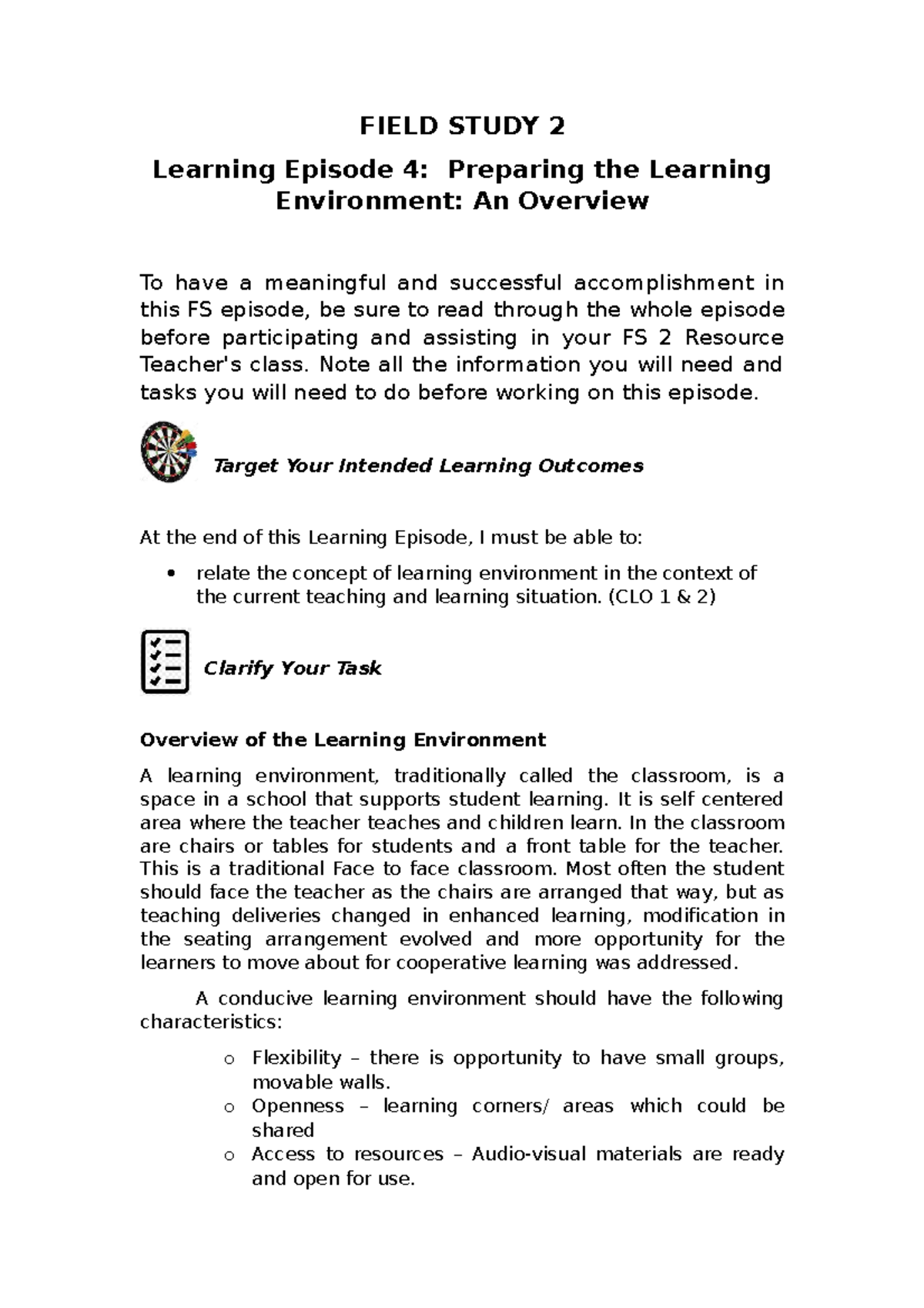 FS2-Learning Episode-4 - FIELD STUDY 2 Learning Episode 4: Preparing ...