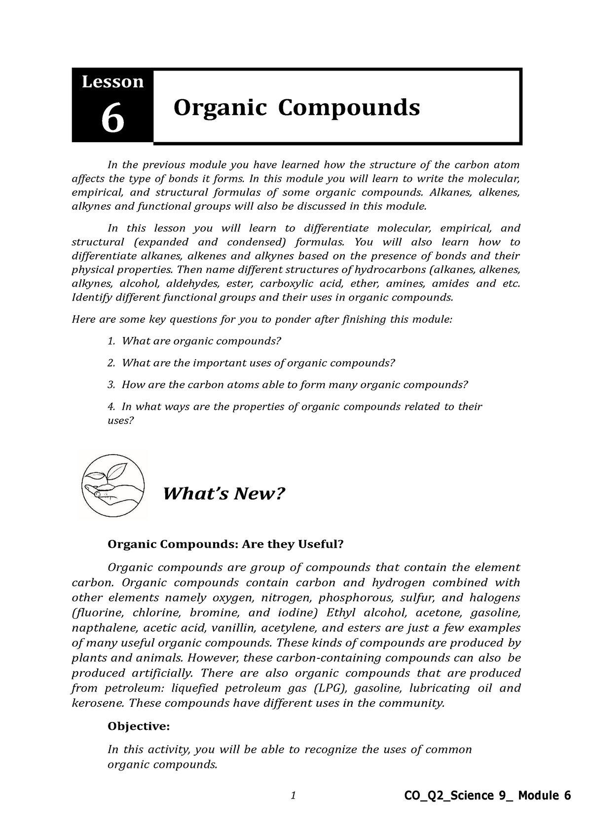 Science 9 Q2 Mod6 Organic- Compounds Ver Final - 1 CO_Q2_Science 9 ...