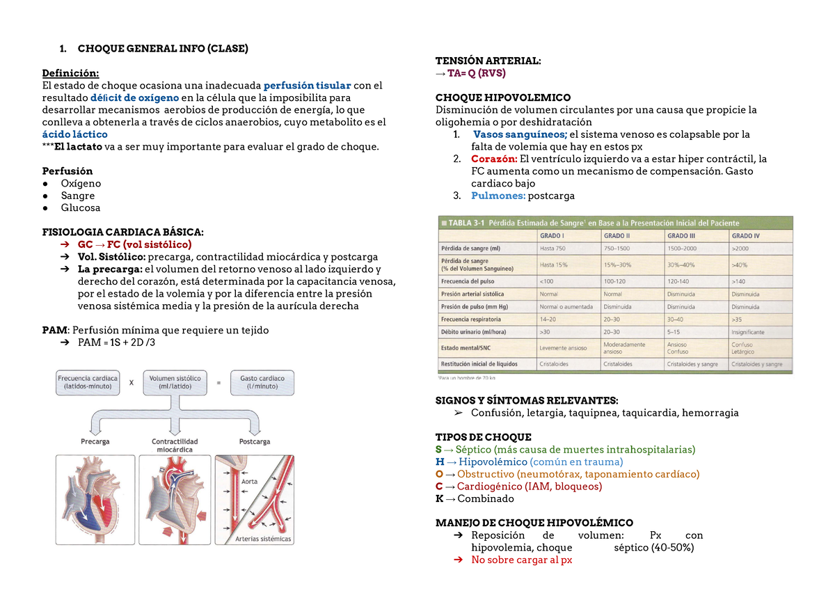 Choque Y TCE - 1. CHOQUE GENERAL INFO (CLASE) Definición: El Estado De ...