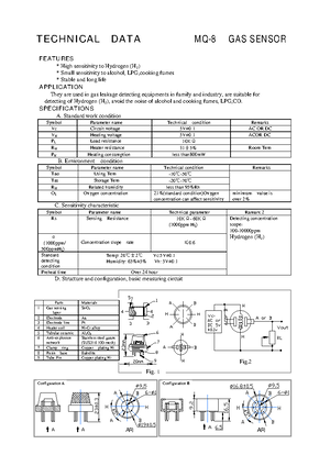 MQ-7 - notes - TECHNICAL DATA MQ-7 GAS SENSOR FEATURES High sensitivity ...