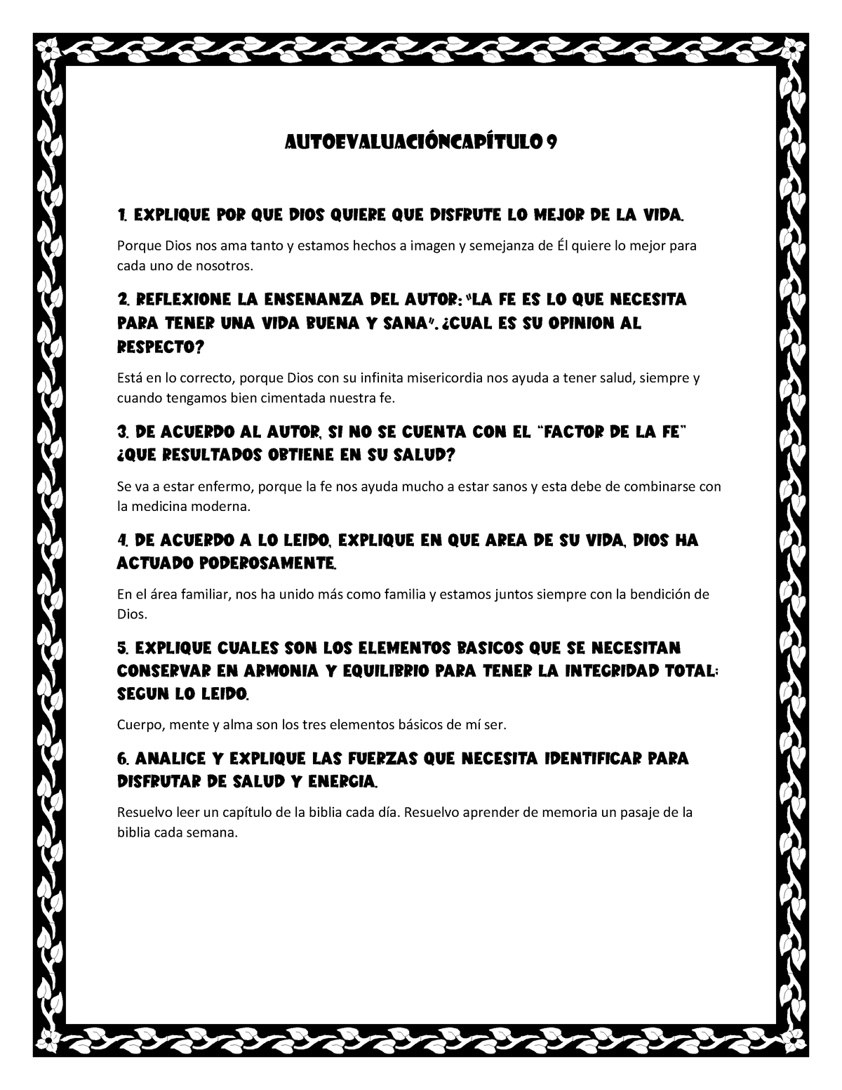 Autoevaluacióncapítulo 9 - AUTOEVALUACI”NCAPÕTULO 9 Explique Por QuÈ ...