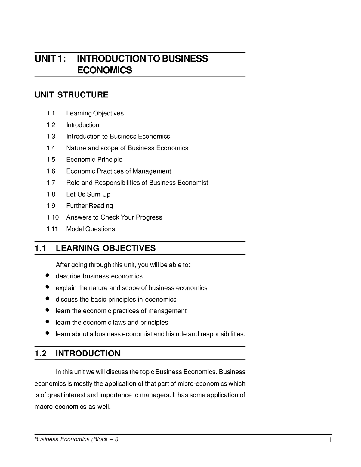 Business Economics Chapter 1 - Introduction To Business Economics Unit ...