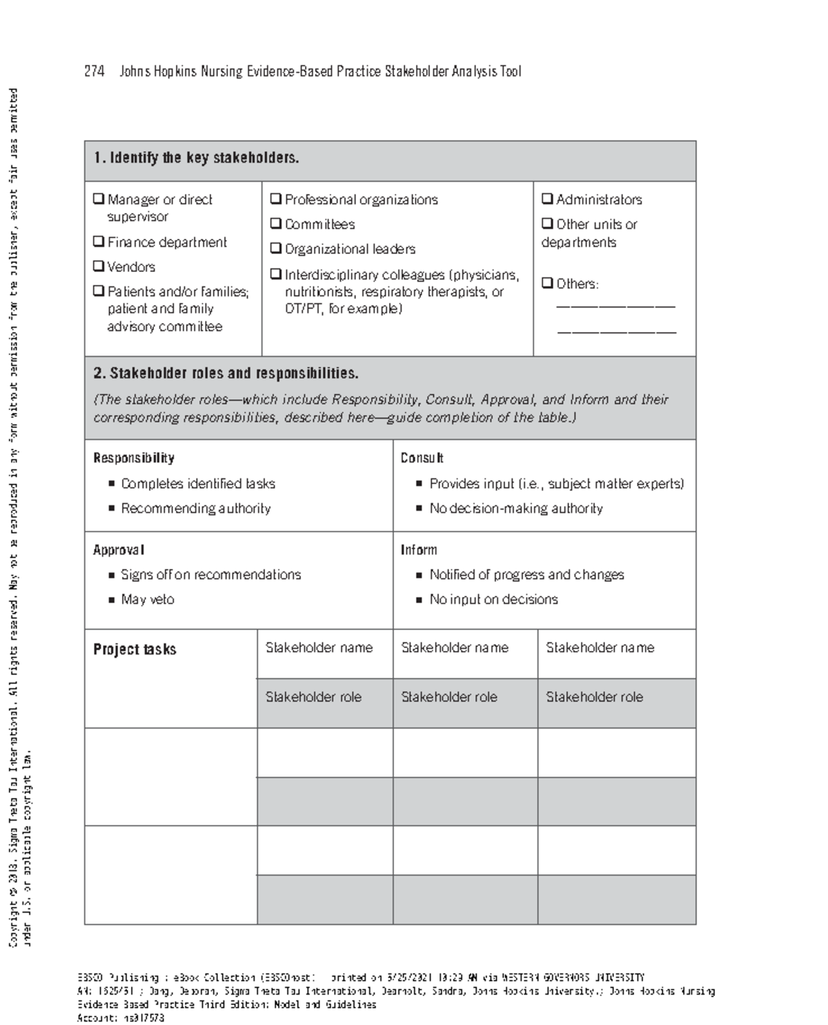 Steakholder Analysis C361 274 Johns Hopkins Nursing Evidence Based