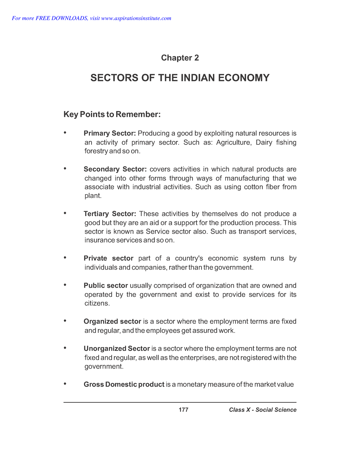 CBSE Class 10 SST Notes Question Bank Sectors Of The Indian Economy ...