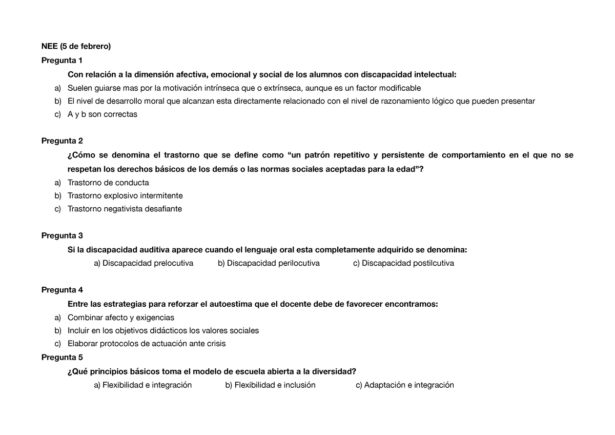 Examen Diagnostico Para Niños Con Necesidades Educativas Especiales