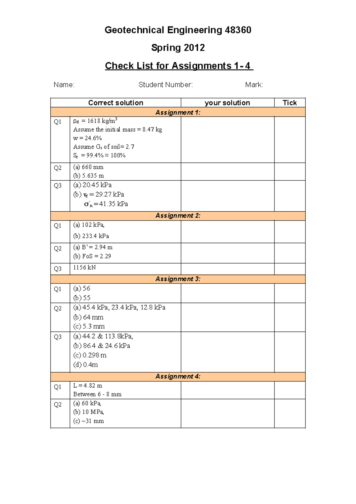Assignments 1-4 check list 2012 s - Geotechnical Engineering 48360 ...