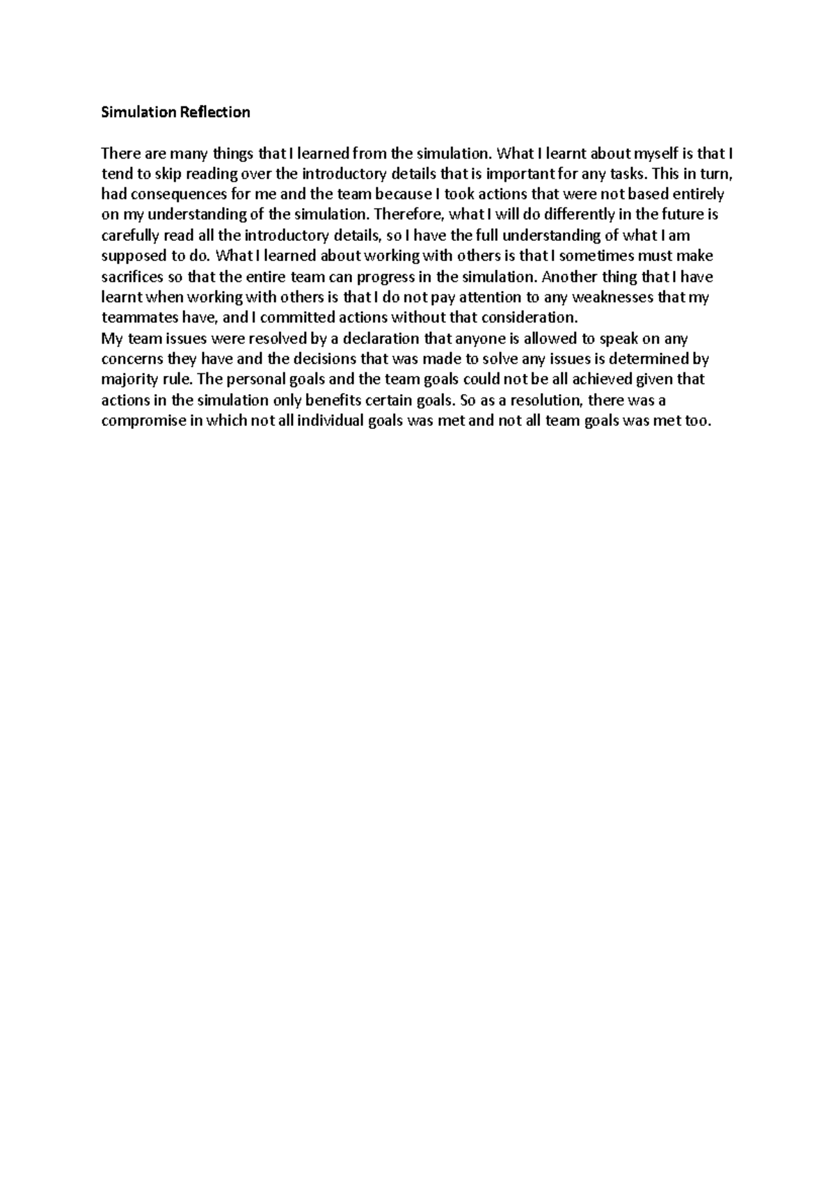 essay on reflection simulation