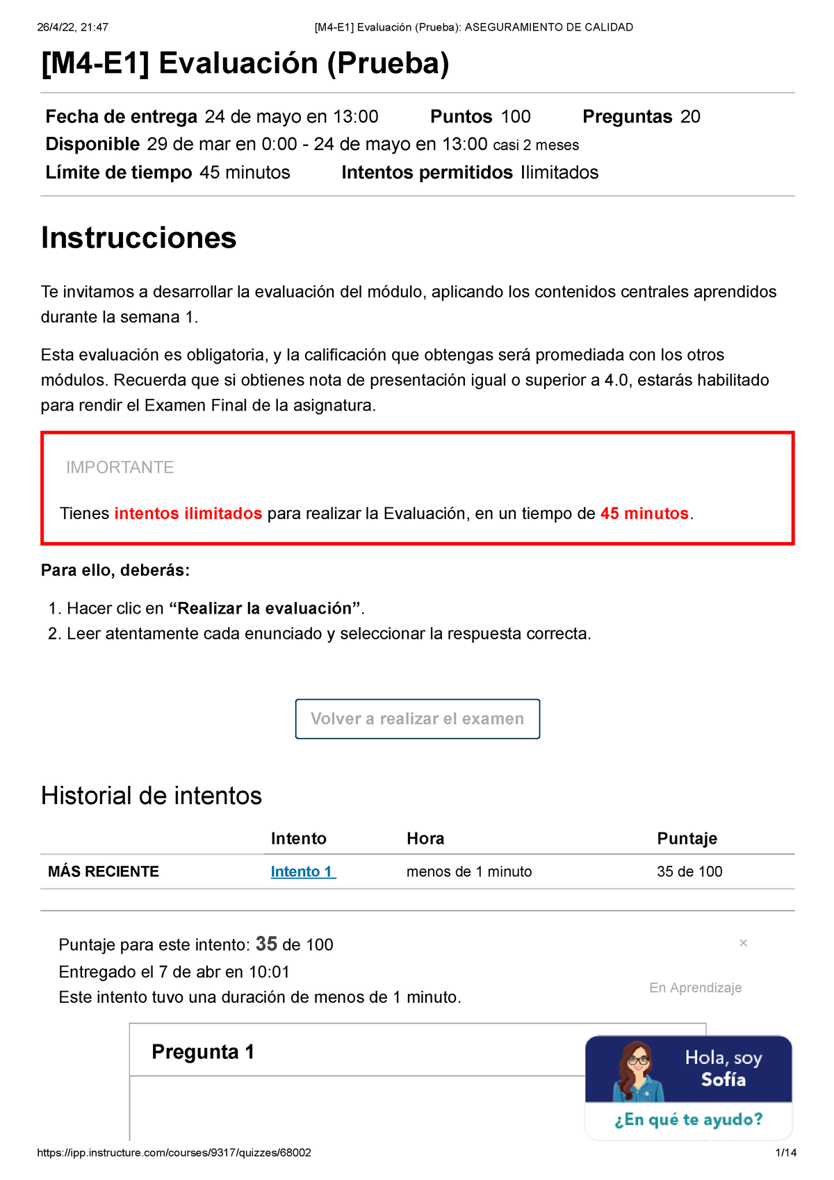 [M4-E1] Evaluación (Prueba) Aseguramiento DE Calidad Prueba - [M4-E1 ...