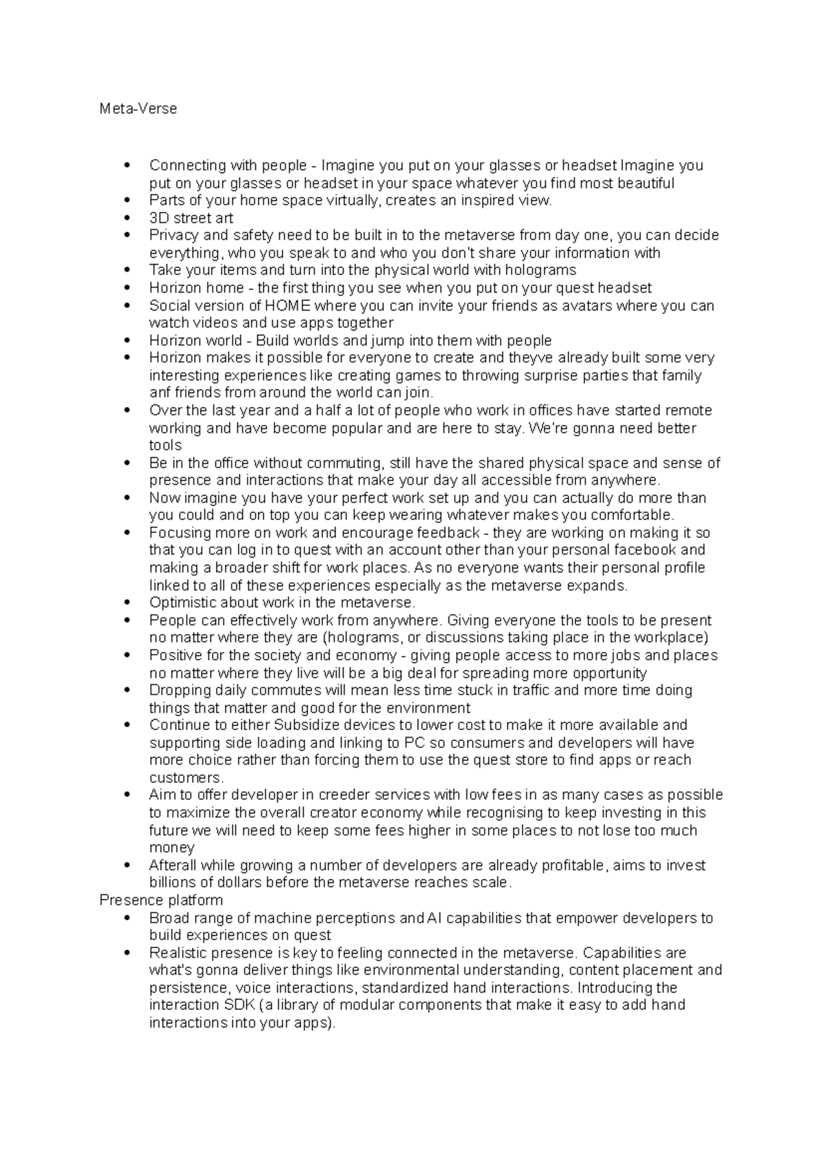 Metaverse - Metavere notes - Meta-Verse Connecting with people ...