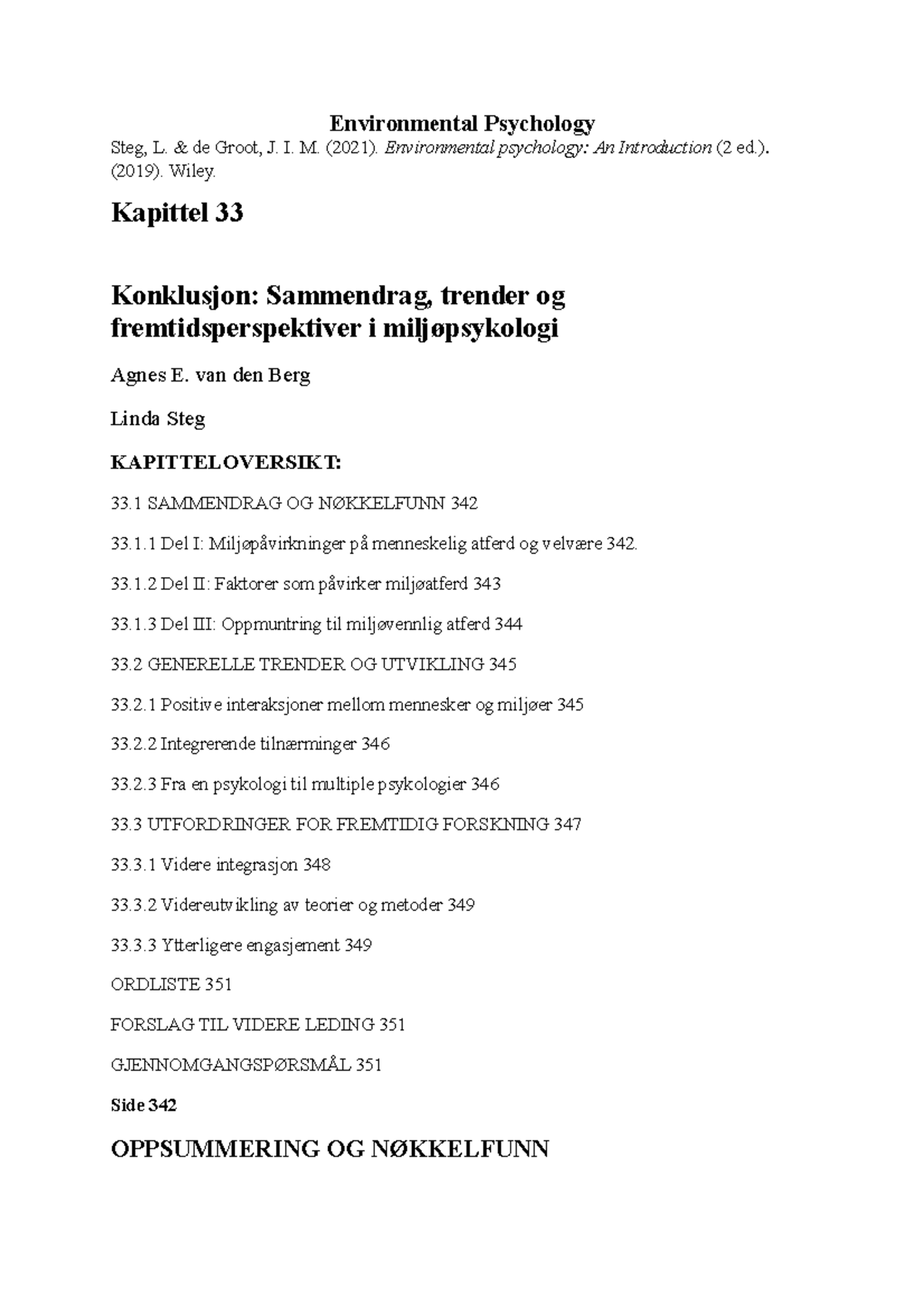 Kap 33 environmental psychology - Environmental Psychology Steg, L ...