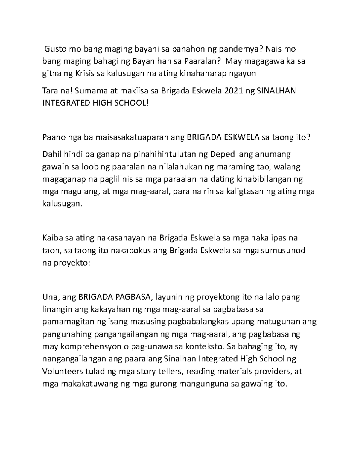 Brigada Script- THE INTERNAL PROCESS - Law - UNSA - Studocu