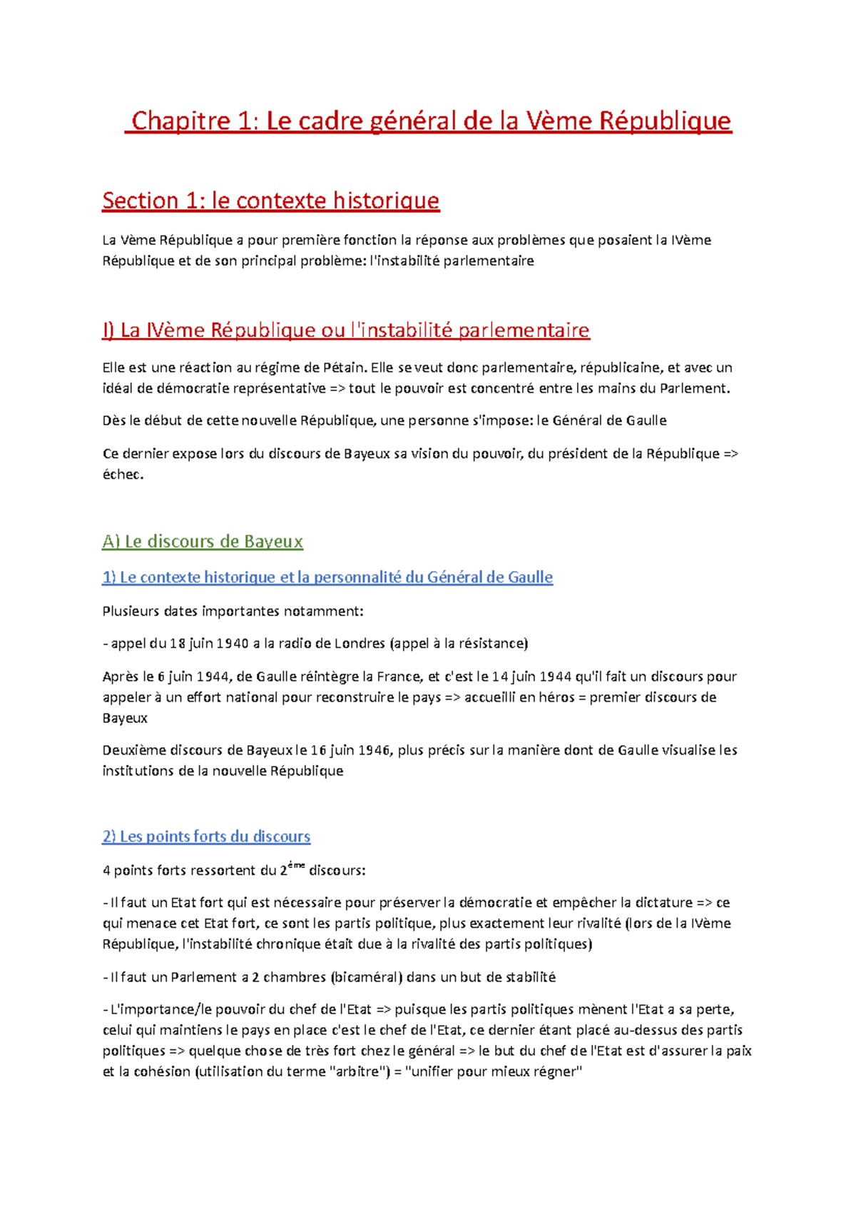 Chapitre 1 - Chapitre 1: Le cadre général de la Vème République Section ...