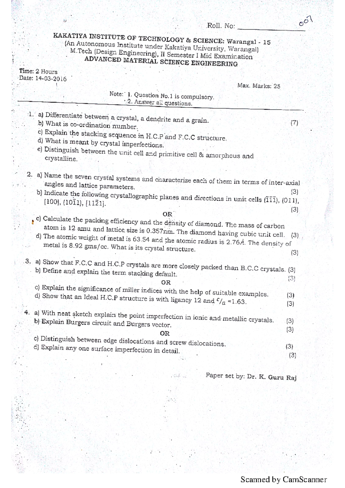03advanced material science question papers Mechanical Studocu