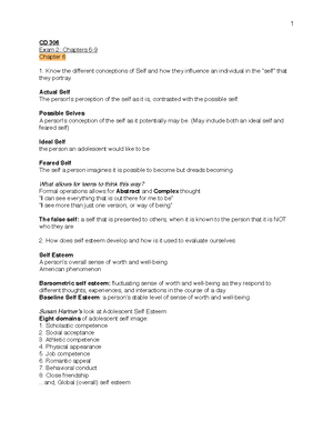 CD 306 Exam 3 Study Guide - 1 CD 306 Exam 3 Study Guide Chapter 10 ...