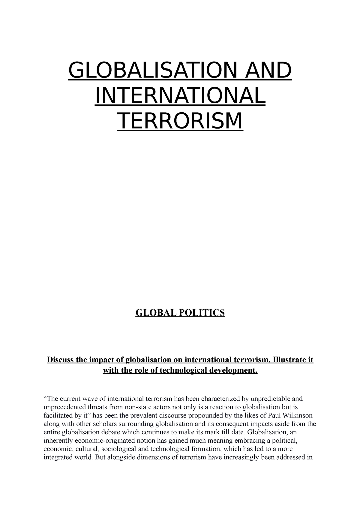 gp essays on terrorism