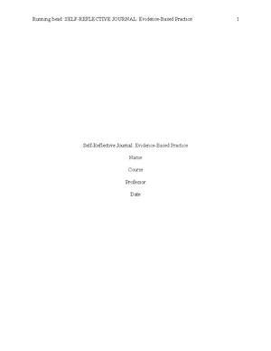 Quality Improvement QSEN - Running head: SELF-REFLECTIVE JOURNAL ...