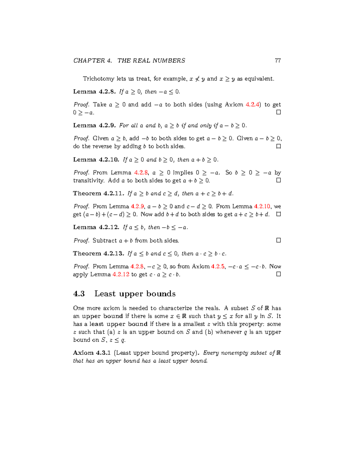 Least upper bounds - Trichotomy lets us treat, for example, x 6