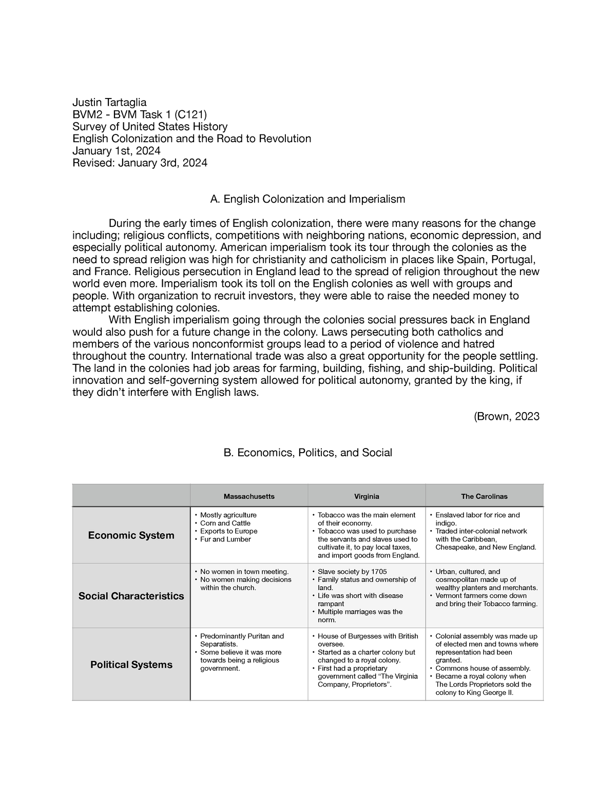 C121 Task 1 Done - Justin Tartaglia BVM2 - BVM Task 1 (C121) Survey Of ...