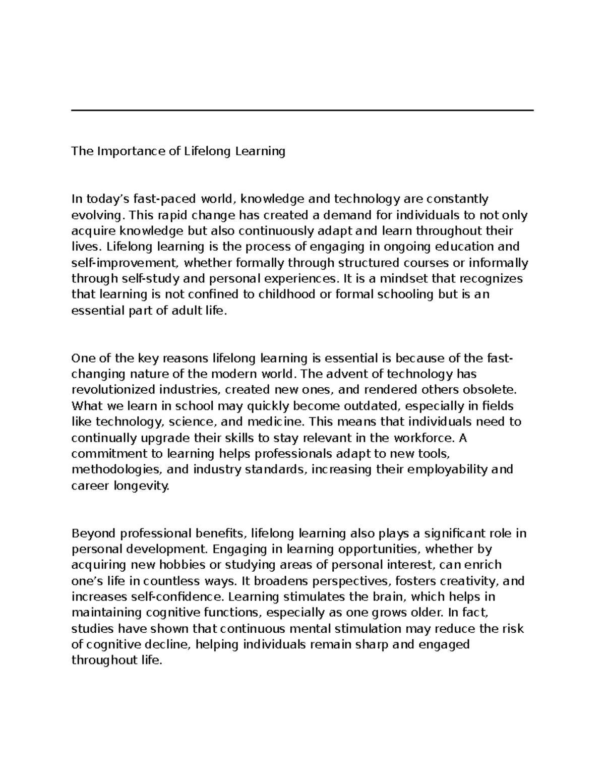Document (4) - wetwew - The Importance of Lifelong Learning In today’s ...