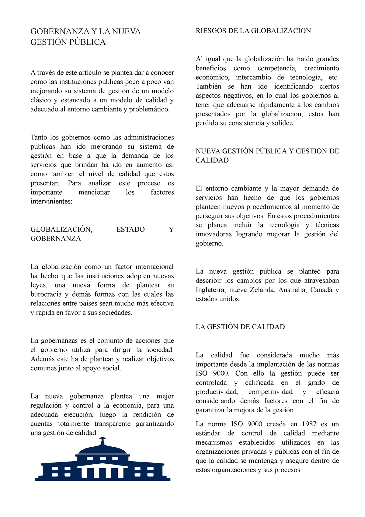 Gobernanza Y LA Nueva Gestión Pública (Resumen) Jean Rodriguez - GOBERNANZA  Y LA NUEVA GESTIÓN - Studocu