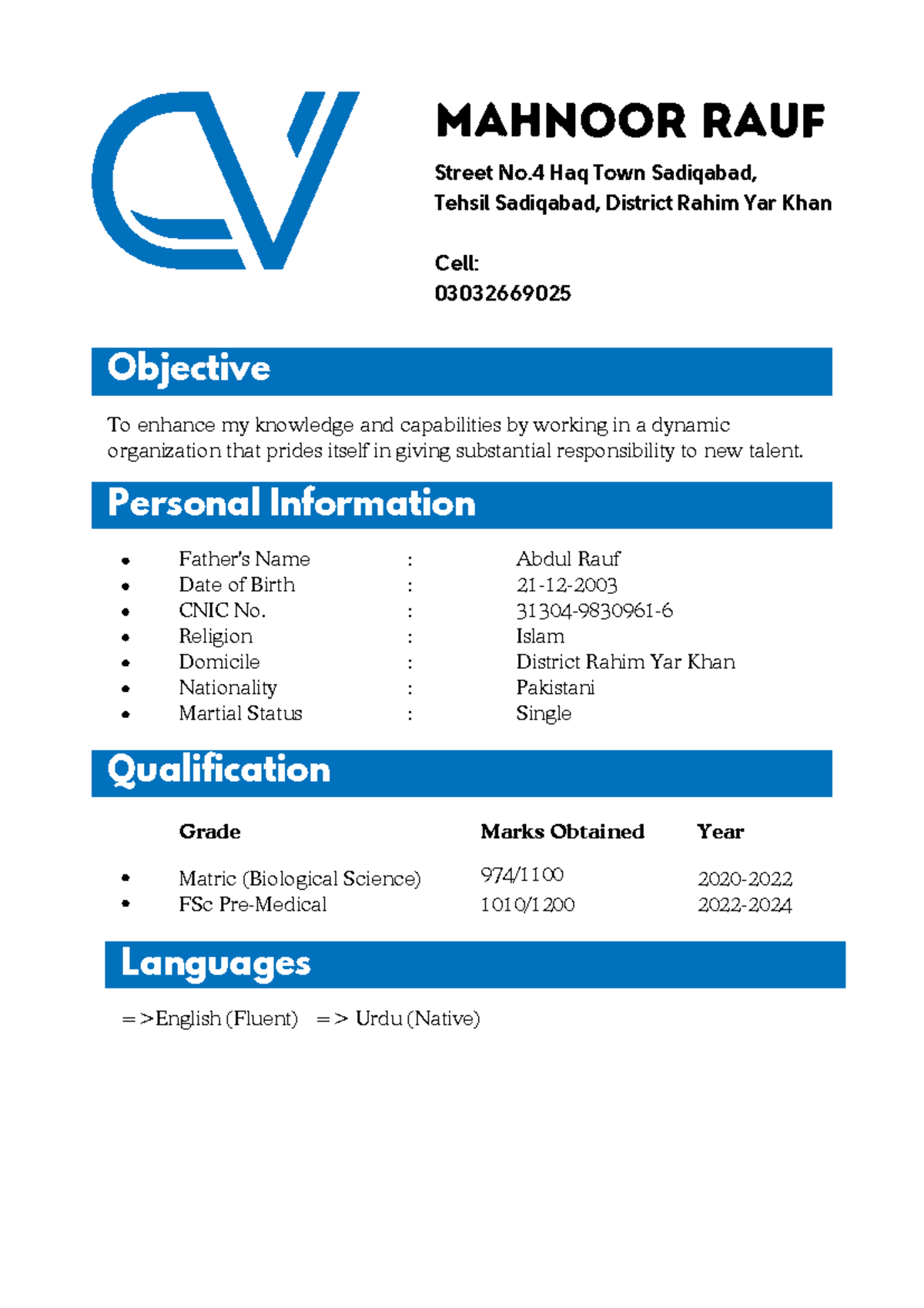 Copy of Yousaf - fgaddfg - MAHNOOR RAUF Objective Languages ...