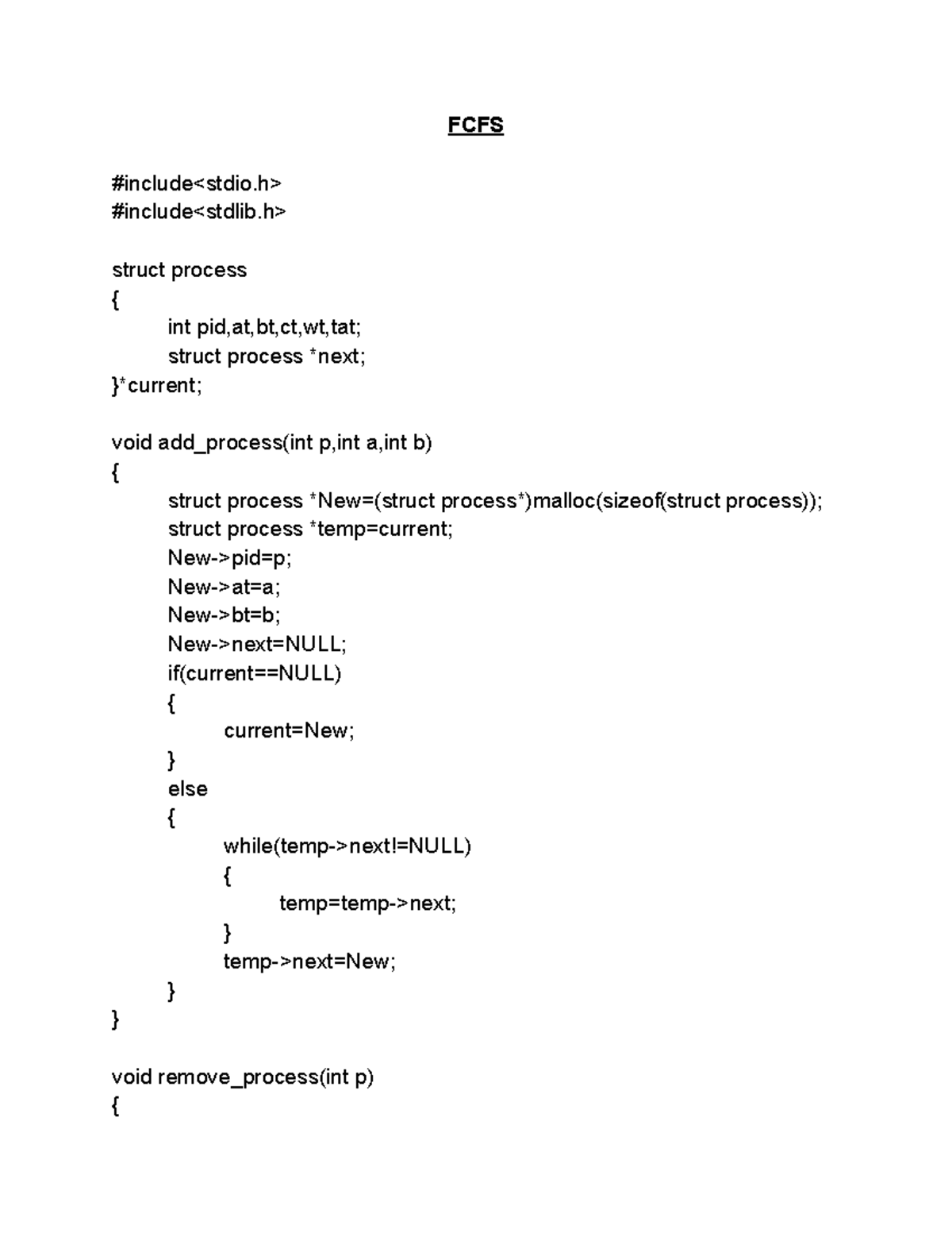 OS Lab Scheduling in C - FCFS #include #include struct process { int ...