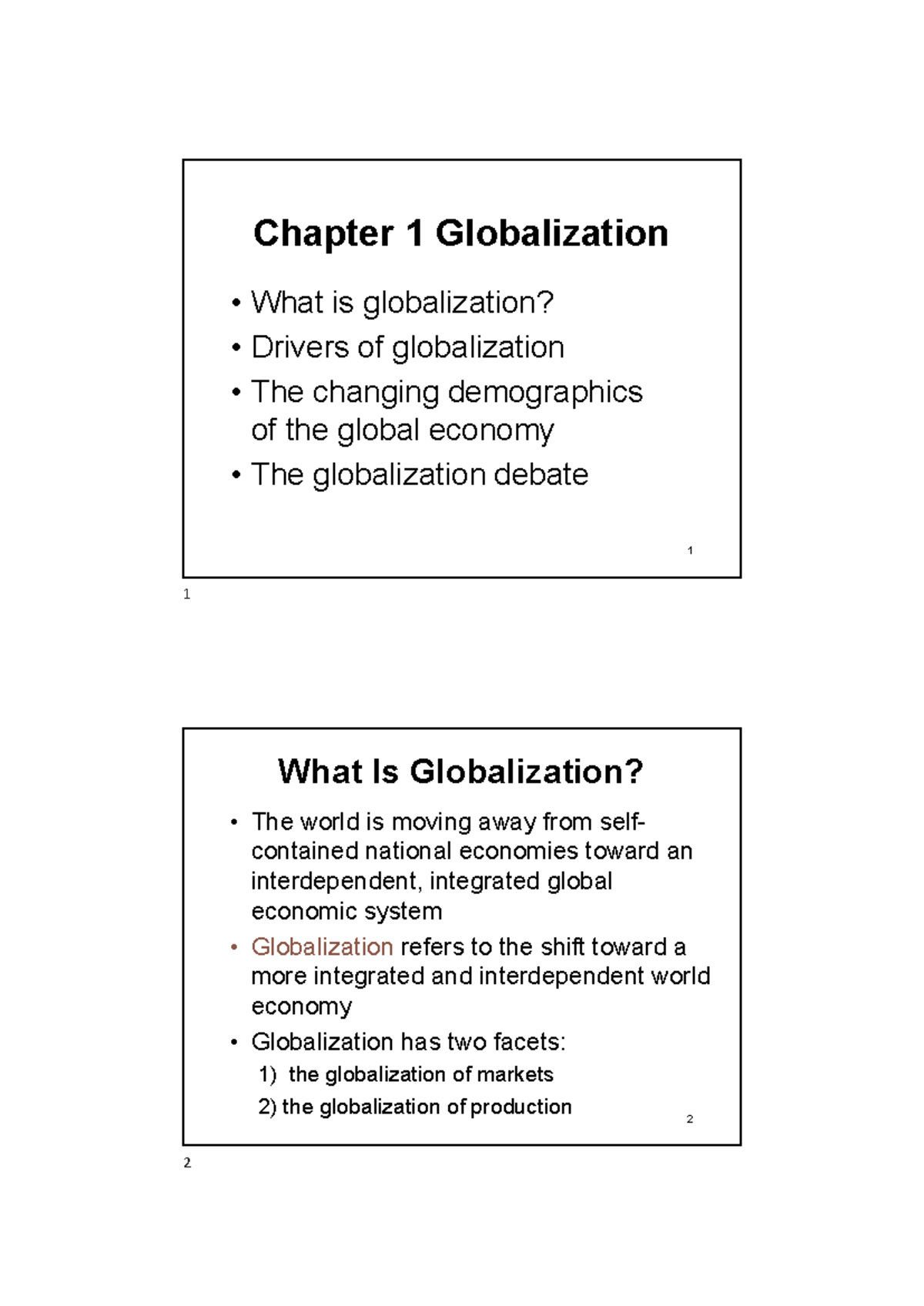 GBE(2024-1 Chapter 1) - notes - 1 Chapter 1 Globalization • What is ...