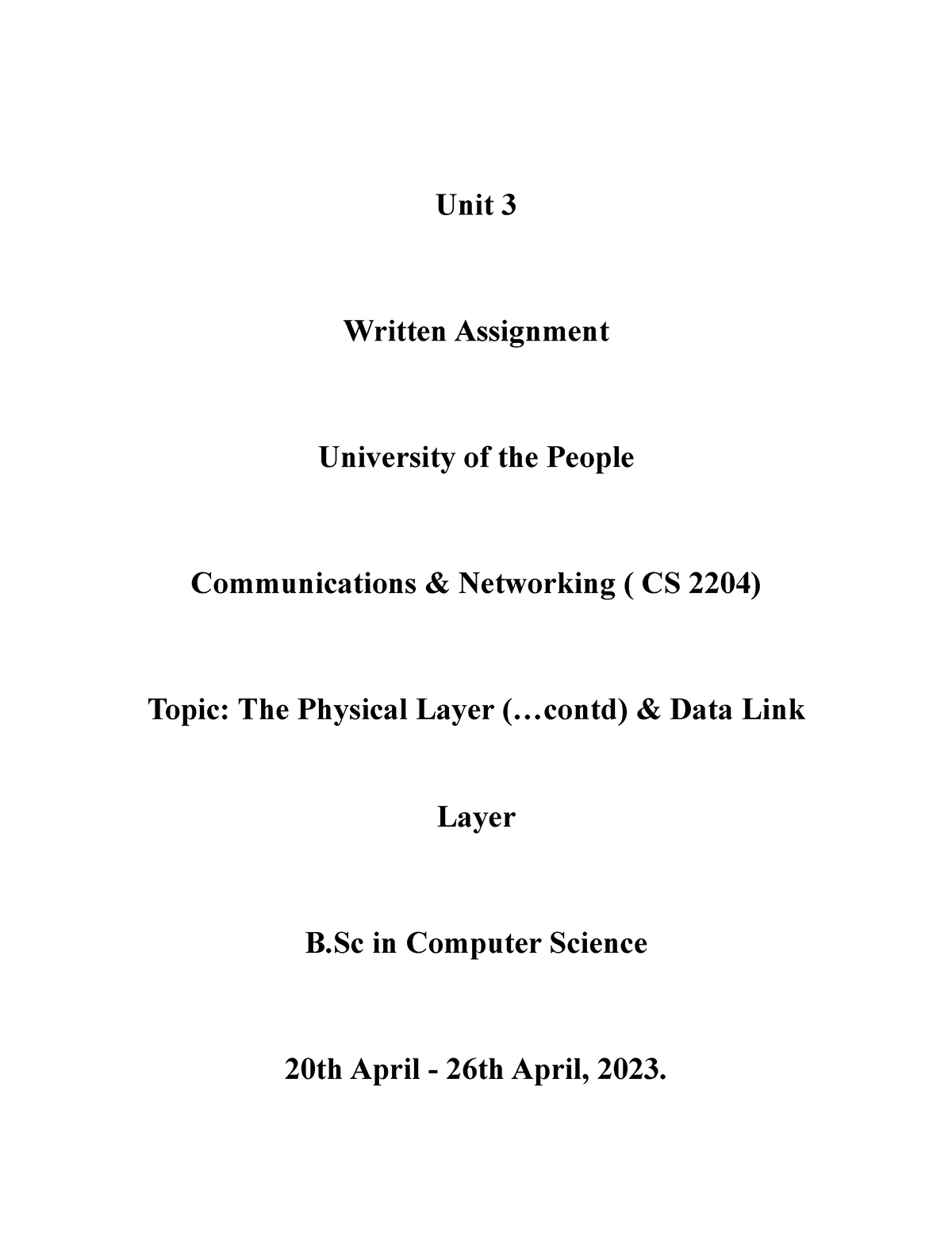 cs 2204 written assignment unit 3