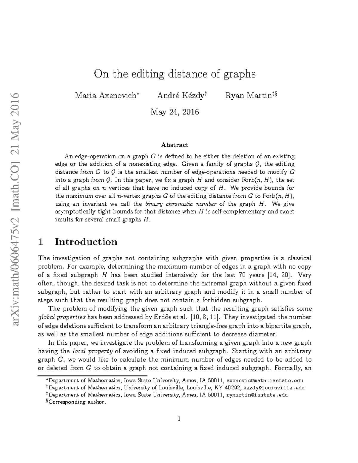 0606475 - arXiv:math/0606475v2 [math] 21 May 2016 On the editing ...