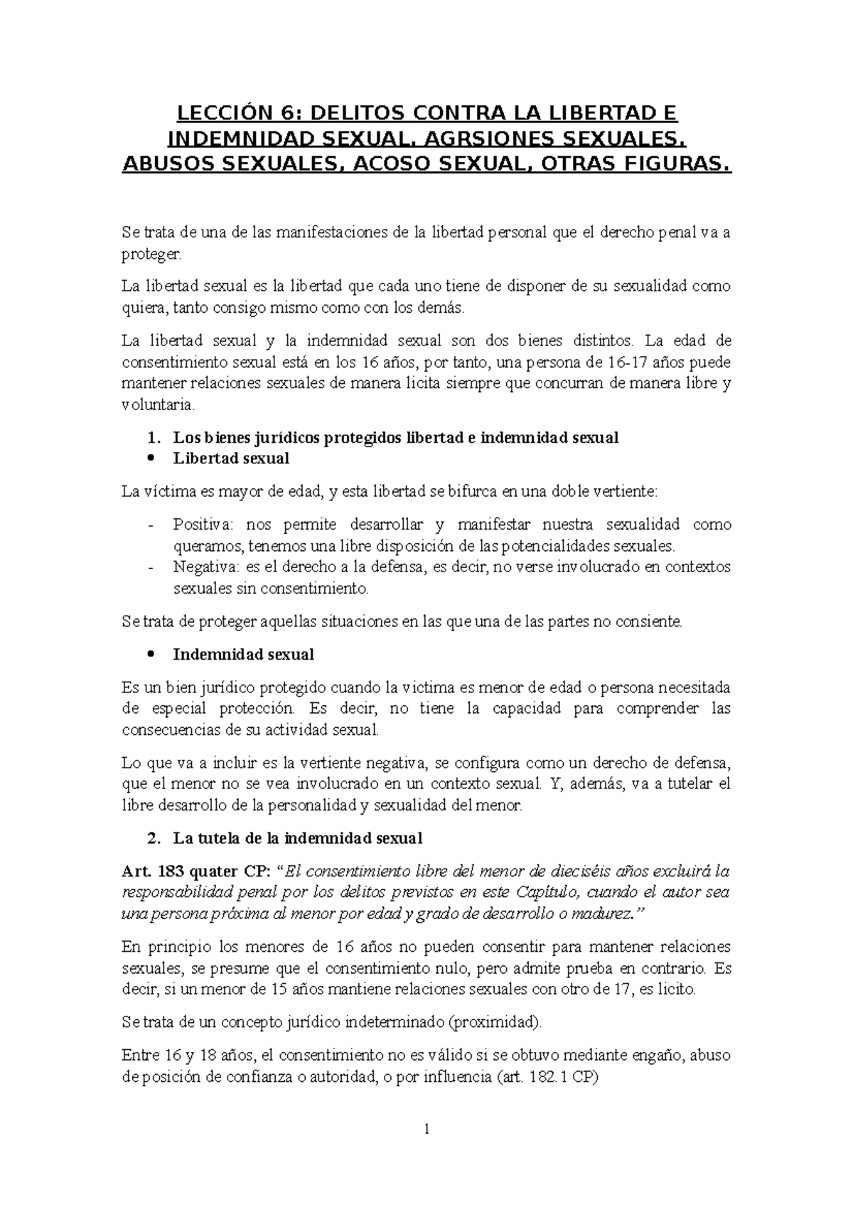 Lección 6 Delitos Contra La Libertad E Indemnidad Sexual Agrsiones Sexuales Abusos Sexuales 0406